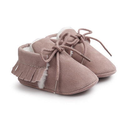 0-18M | Boys & Girls Suede PU  Leather Moccasins | Bebe Fringe