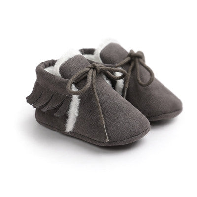 0-18M | Boys & Girls Suede PU  Leather Moccasins | Bebe Fringe