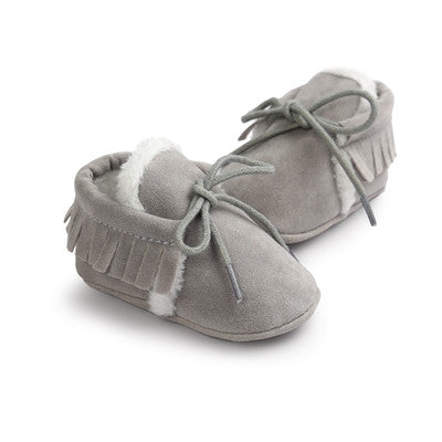 0-18M | Boys & Girls Suede PU  Leather Moccasins | Bebe Fringe
