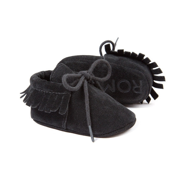 0-18M | Boys & Girls Suede PU  Leather Moccasins | Bebe Fringe