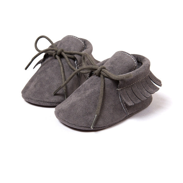 0-18M | Boys & Girls Suede PU  Leather Moccasins | Bebe Fringe