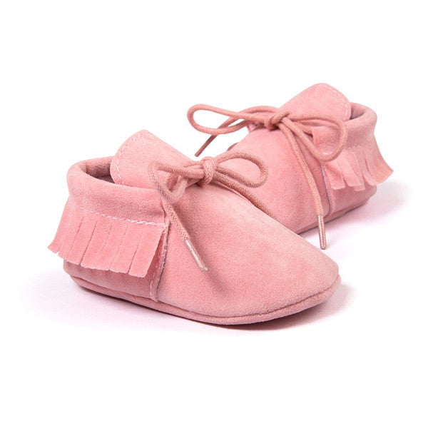 0-18M | Boys & Girls Suede PU  Leather Moccasins | Bebe Fringe