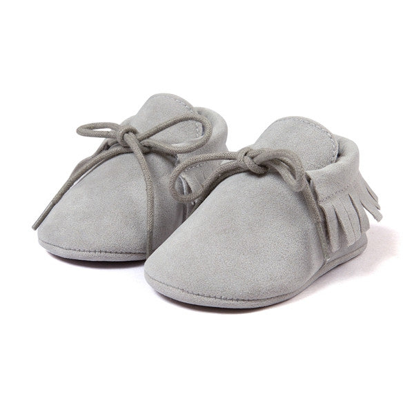 0-18M | Boys & Girls Suede PU  Leather Moccasins | Bebe Fringe