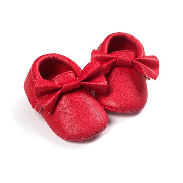 2017 Unisex Toddlers Baby Shoes Soft Soled Tassel PU Leather Crib Shoes Prewalker Bow Shoe First Walkers Without Logo