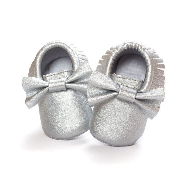 2017 Unisex Toddlers Baby Shoes Soft Soled Tassel PU Leather Crib Shoes Prewalker Bow Shoe First Walkers Without Logo