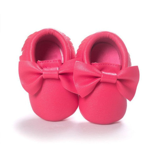 2017 Unisex Toddlers Baby Shoes Soft Soled Tassel PU Leather Crib Shoes Prewalker Bow Shoe First Walkers Without Logo