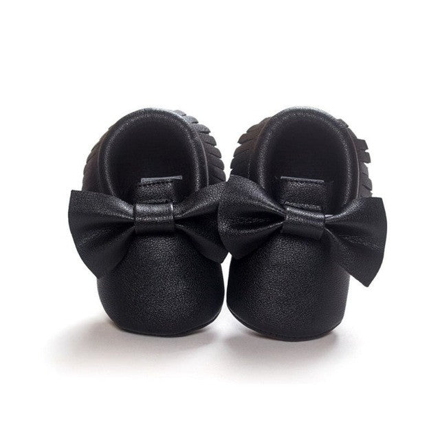 2017 Unisex Toddlers Baby Shoes Soft Soled Tassel PU Leather Crib Shoes Prewalker Bow Shoe First Walkers Without Logo