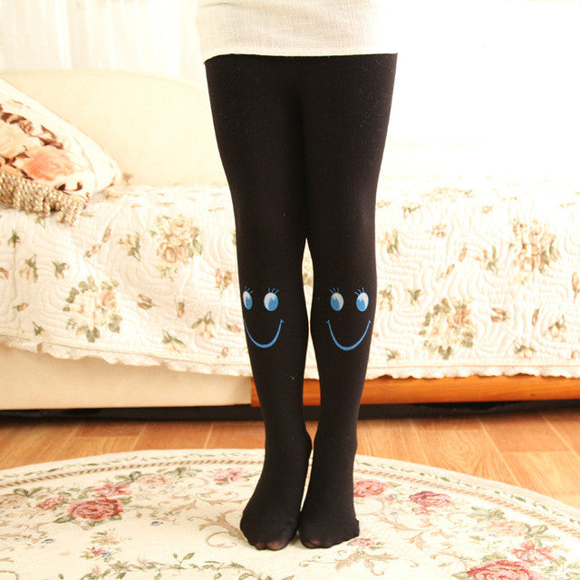2016 Autumn velvet Lovely smiley face High elasticity Good quality Kids tights for girls children tights 3-8 year girls tights