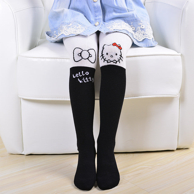 Spring Autumn Girls Tights Cartoon Cat Baby Girl Pantyhose Fashion Knitted Cotton Cute kids Stocking Baby Pantyhose For 1-10 T