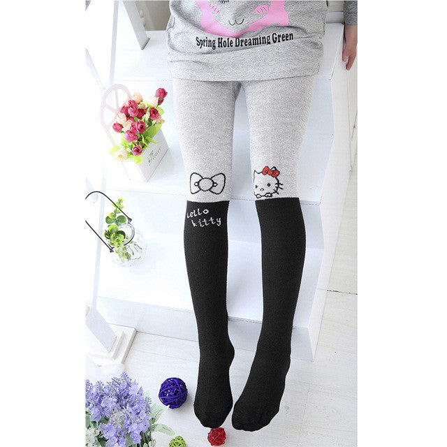 Spring Autumn Girls Tights Cartoon Cat Baby Girl Pantyhose Fashion Knitted Cotton Cute kids Stocking Baby Pantyhose For 1-10 T