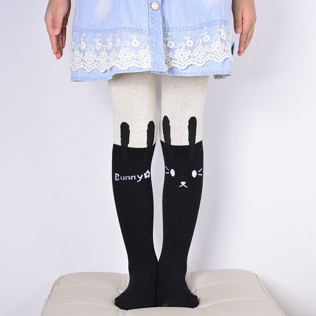 Spring Autumn Girls Tights Cartoon Cat Baby Girl Pantyhose Fashion Knitted Cotton Cute kids Stocking Baby Pantyhose For 1-10 T