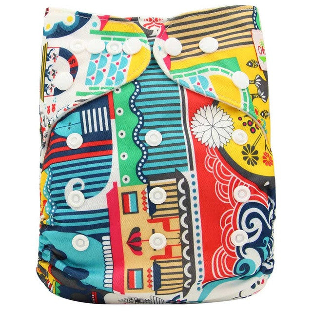 Washable Diapers Couches Lavables  2016 Baby Diaper Cover Wrap Cartoon Print Baby Nappy Changing Reusable Baby Cloth Diapers