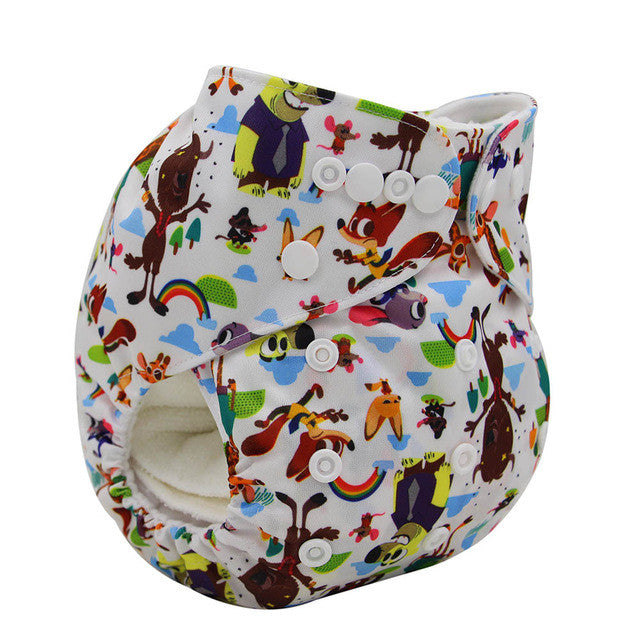 Washable Diapers Couches Lavables  2016 Baby Diaper Cover Wrap Cartoon Print Baby Nappy Changing Reusable Baby Cloth Diapers