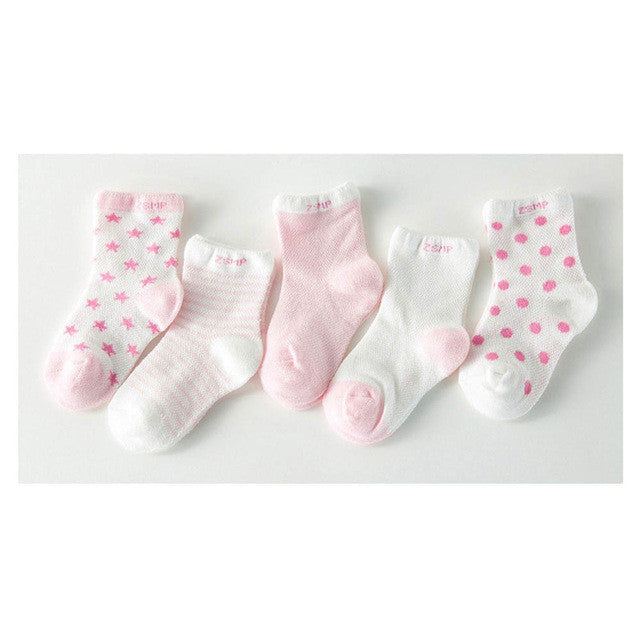 5 Pair/Lot Baby 100% Cotton Socks Spring Summer Princess Lace Mesh Newborns Candy Male Female Ankle Kid's Children Socks