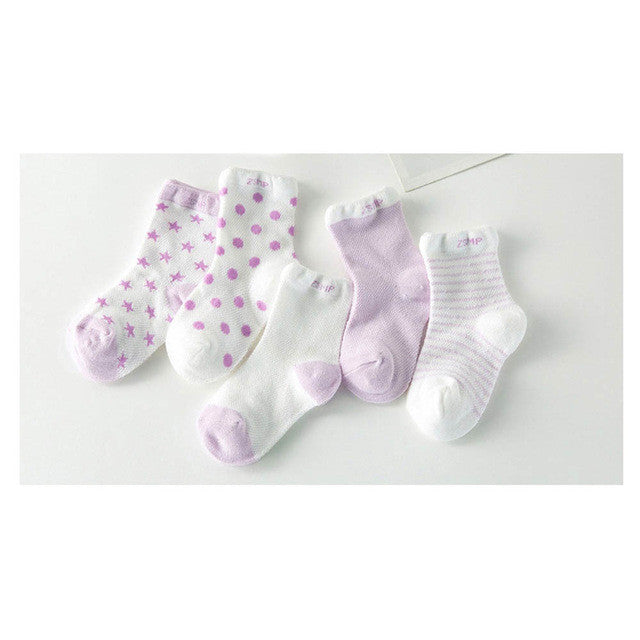 5 Pair/Lot Baby 100% Cotton Socks Spring Summer Princess Lace Mesh Newborns Candy Male Female Ankle Kid's Children Socks