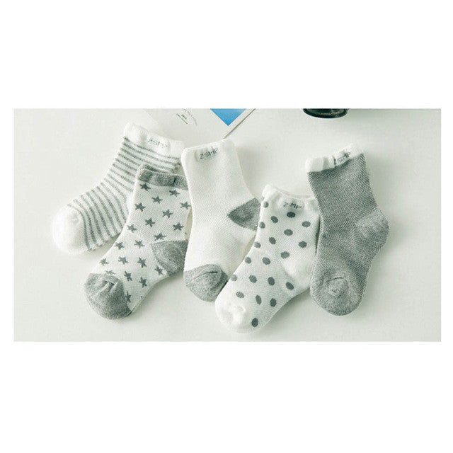 5 Pair/Lot Baby 100% Cotton Socks Spring Summer Princess Lace Mesh Newborns Candy Male Female Ankle Kid's Children Socks