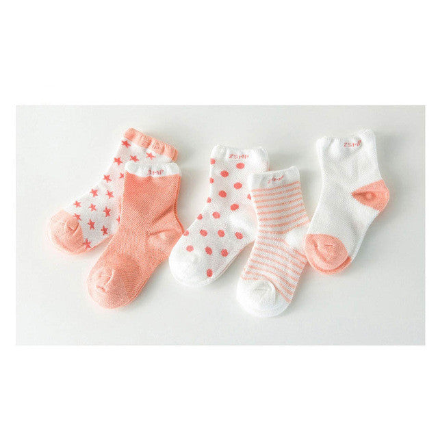 5 Pair/Lot Baby 100% Cotton Socks Spring Summer Princess Lace Mesh Newborns Candy Male Female Ankle Kid's Children Socks