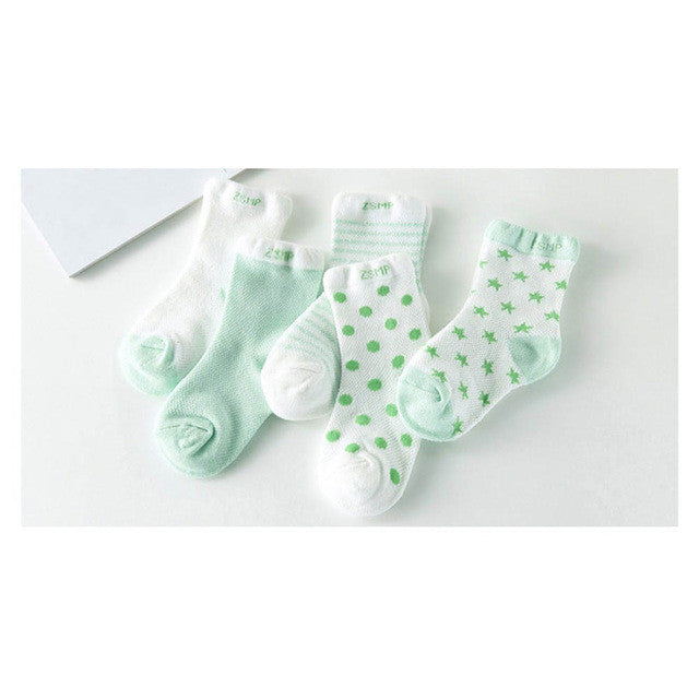5 Pair/Lot Baby 100% Cotton Socks Spring Summer Princess Lace Mesh Newborns Candy Male Female Ankle Kid's Children Socks