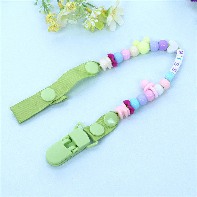 New Baby Pacifier Clip Pacifier Chain Hand Made Funny Colourful Beads Dummy Clip Baby Soother Holder for Baby Kids
