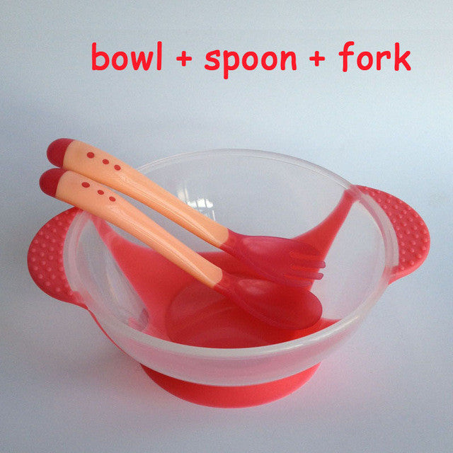 kids sensing temperature baby dinnerware set china dishes games bowl spoon fork set children's dishes christmas gift