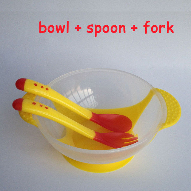 kids sensing temperature baby dinnerware set china dishes games bowl spoon fork set children's dishes christmas gift