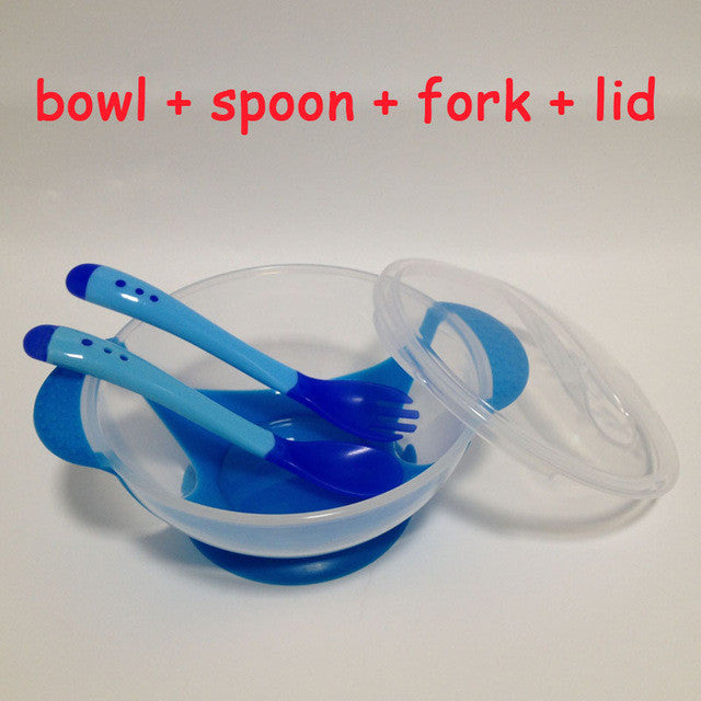 kids sensing temperature baby dinnerware set china dishes games bowl spoon fork set children's dishes christmas gift