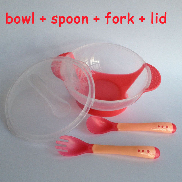 kids sensing temperature baby dinnerware set china dishes games bowl spoon fork set children's dishes christmas gift