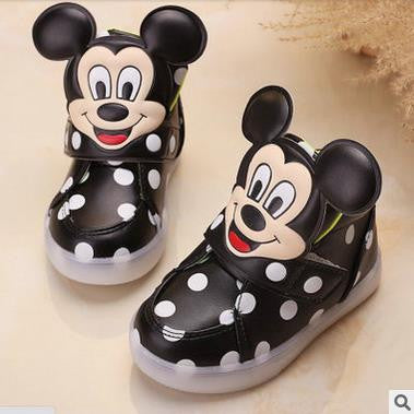 Children Shoes 2016 New Spring Hello Kitty Rhinestone Led Shoes Girls Princess Cute Shoes With Light EU 21-30