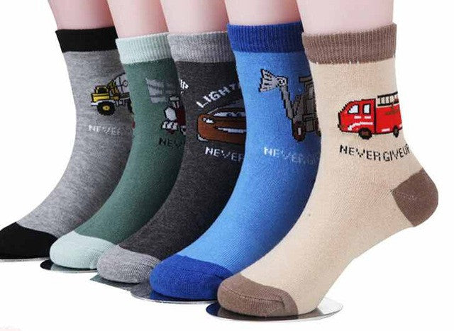 5 pair /1 lot spring & autumn kids socks cotton cartoon car children socks for boys 1-12 year baby socks