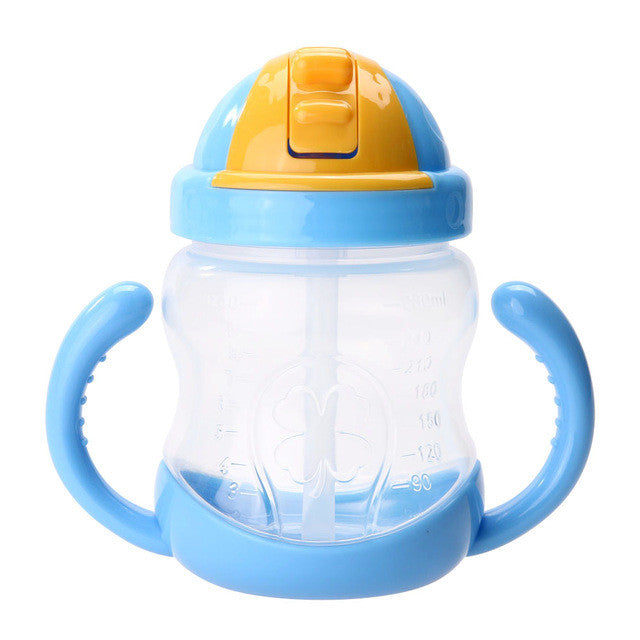 280ml Cute Baby Cup Kids Children Learn Feeding Drinking Water Straw Handle Bottle mamadeira Sippy Training Cup Baby Feeding Cup