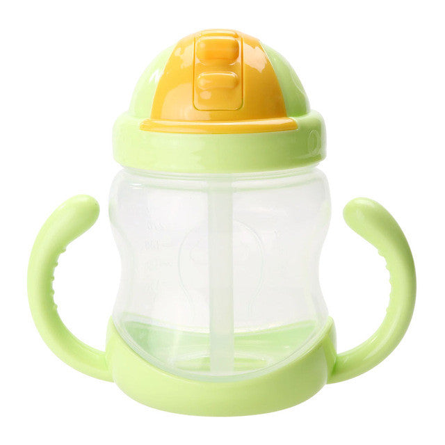 280ml Cute Baby Cup Kids Children Learn Feeding Drinking Water Straw Handle Bottle mamadeira Sippy Training Cup Baby Feeding Cup