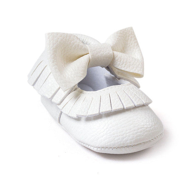 0-18M | Boys & Girls PU Suede Leather Moccasins | Tassel Bow Shoes