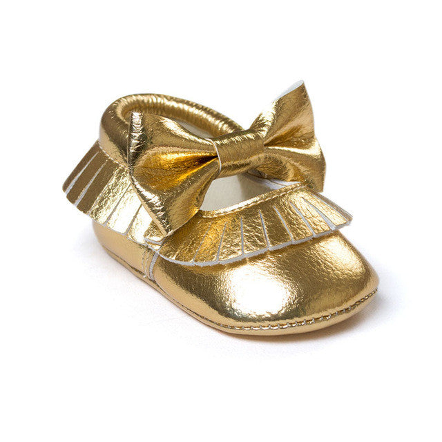 0-18M | Boys & Girls PU Suede Leather Moccasins | Tassel Bow Shoes