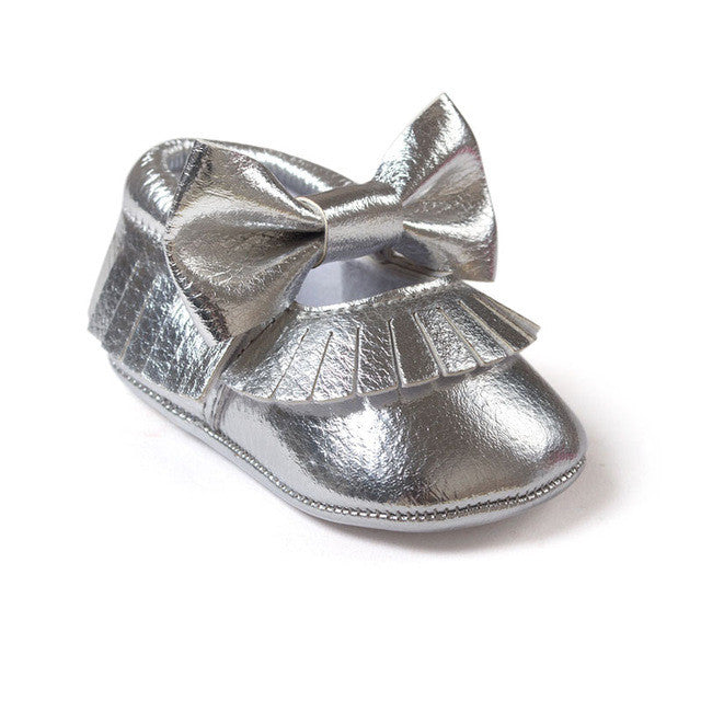 0-18M | Boys & Girls PU Suede Leather Moccasins | Tassel Bow Shoes