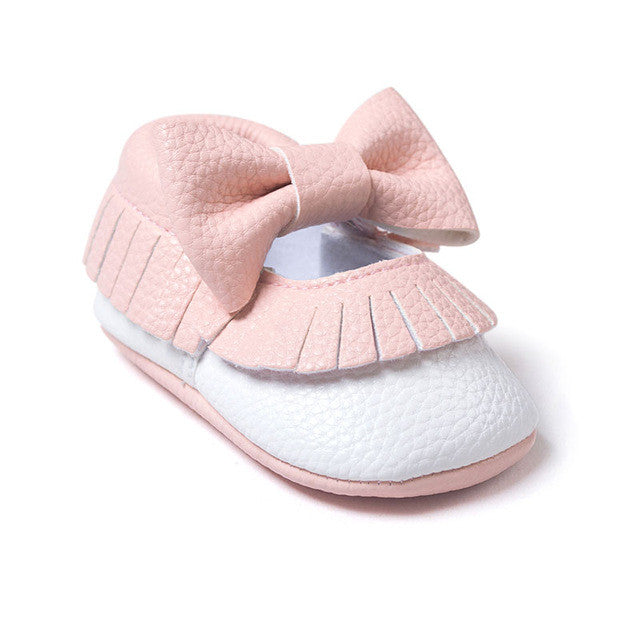 0-18M | Boys & Girls PU Suede Leather Moccasins | Tassel Bow Shoes