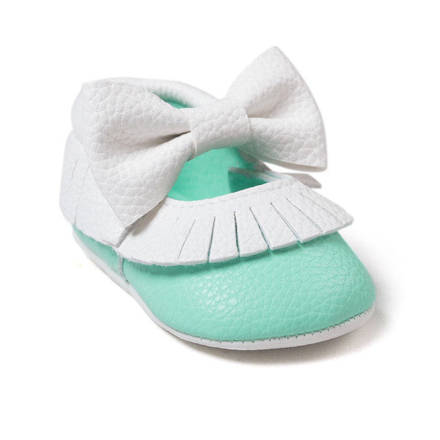 0-18M | Boys & Girls PU Suede Leather Moccasins | Tassel Bow Shoes