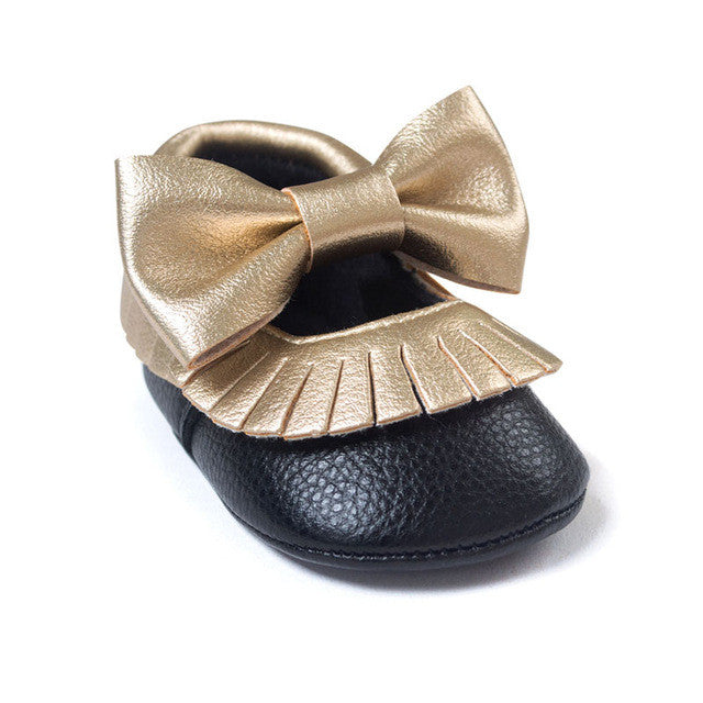 0-18M | Boys & Girls PU Suede Leather Moccasins | Tassel Bow Shoes
