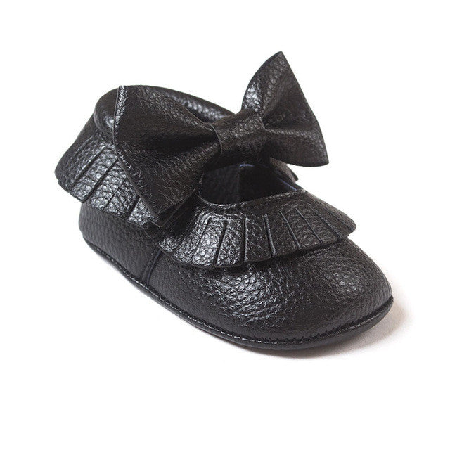 0-18M | Boys & Girls PU Suede Leather Moccasins | Tassel Bow Shoes