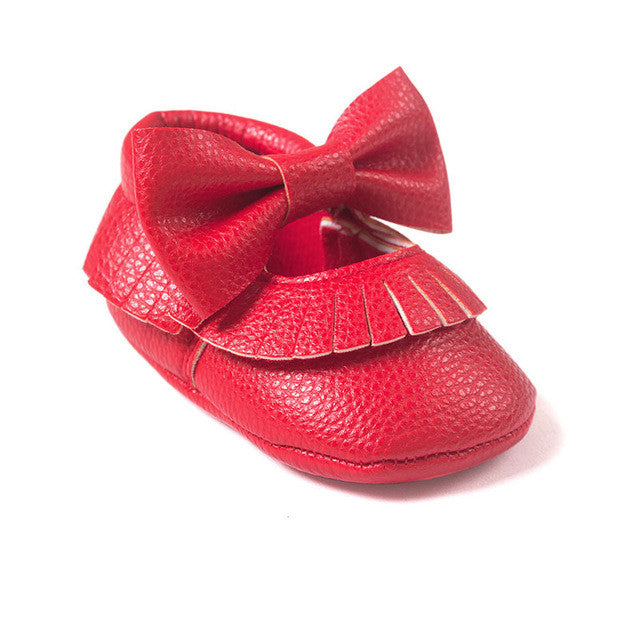 0-18M | Boys & Girls PU Suede Leather Moccasins | Tassel Bow Shoes