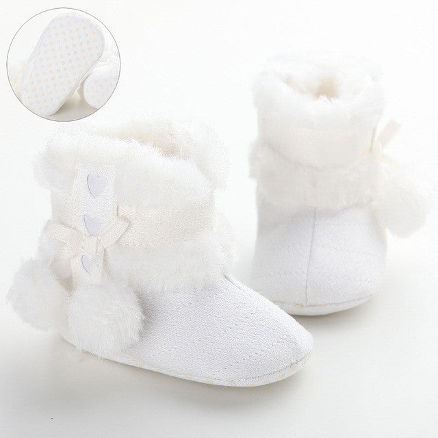 2016 Cute Ball Winter Boots Fashion Soft Bottom Baby Moccasin Baby First Walkers Baby Warm Boots Non-slip Boots for Baby Girls