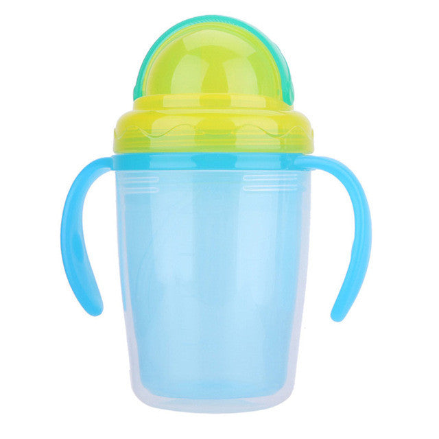 230ml Cute Baby Straw Cup Infant Newborn Bottle Children Learn Feeding Drinking Handle Bottle Kids Straw Juice Water Bottles