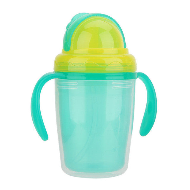 230ml Cute Baby Straw Cup Infant Newborn Bottle Children Learn Feeding Drinking Handle Bottle Kids Straw Juice Water Bottles