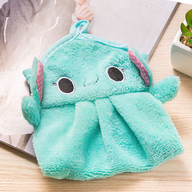 Baby Nursery Hand Towel Super Soft Flannel Kids Hand Towel Colorful Cute Cartoon Hanging Hand Towels for Kitchen and Bathroom