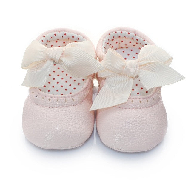 Hot Selling Infant Baby Shoes PU Leather Bowknot Princess Shoes Toddler Slip on Prewalkers 0-18M