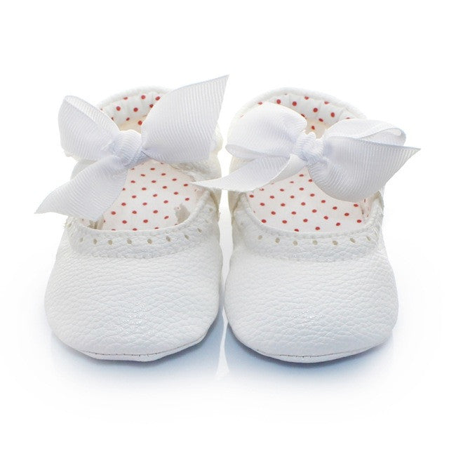 Hot Selling Infant Baby Shoes PU Leather Bowknot Princess Shoes Toddler Slip on Prewalkers 0-18M