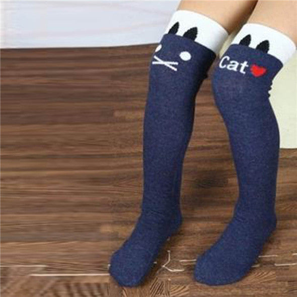 Toddlers Kids Girls Knee High Socks School Cotton Tights Striped Stockings for Girls 1-8Years