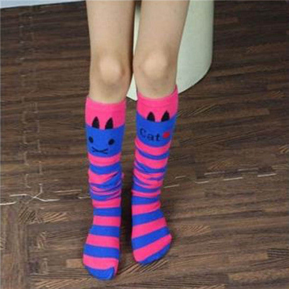Toddlers Kids Girls Knee High Socks School Cotton Tights Striped Stockings for Girls 1-8Years