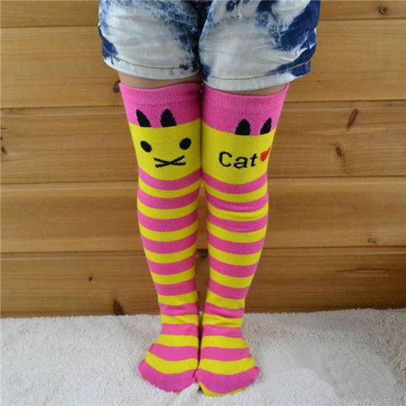Toddlers Kids Girls Knee High Socks School Cotton Tights Striped Stockings for Girls 1-8Years