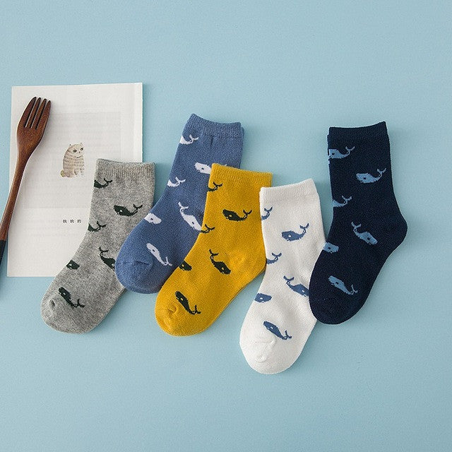 5 Pair/lot New Soft Cotton Boys Girls Socks Cute Cartoon Pattern Kids Socks For Baby Boy Girl 7 Kinds Style Suitable For 1-10Y