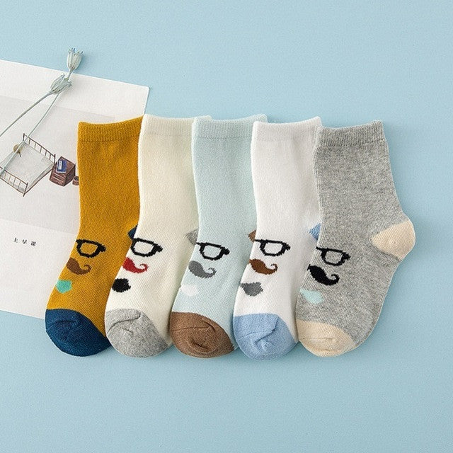 5 Pair/lot New Soft Cotton Boys Girls Socks Cute Cartoon Pattern Kids Socks For Baby Boy Girl 7 Kinds Style Suitable For 1-10Y